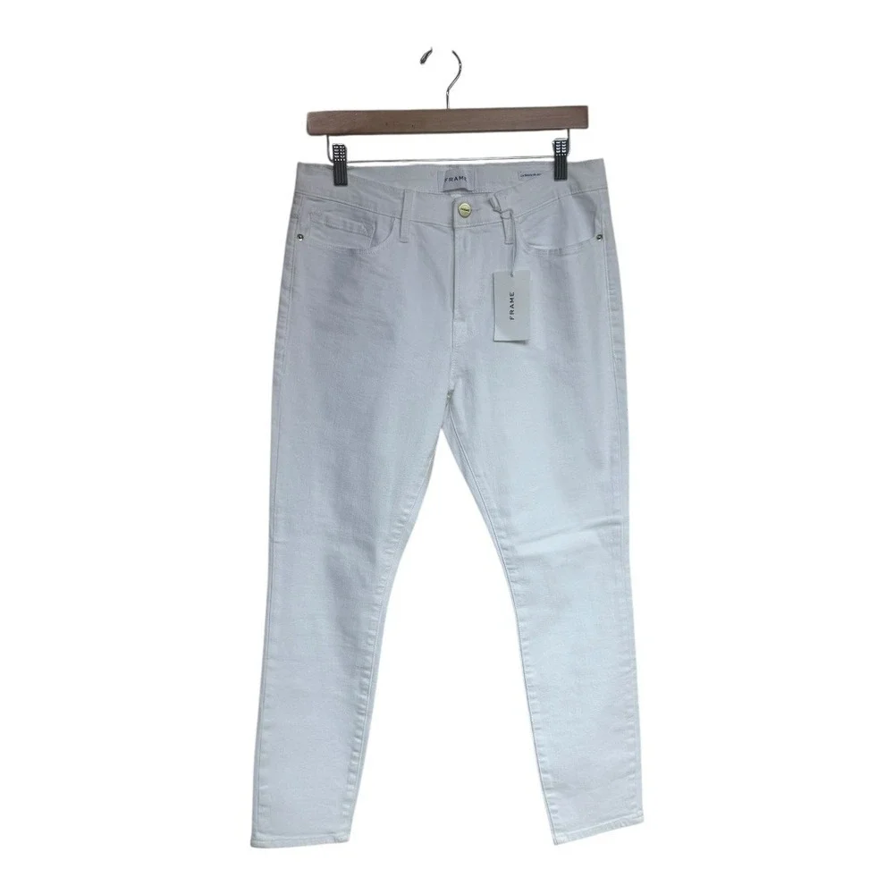 FRAME Le Skinny de Jeanne Crop‎ White Mid Rise Skinny Jeans - Picture 3 of 9
